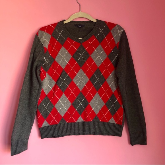 🔹2/$30🔹 Red and Grey Argyle Sweater - Picture 1 of 8